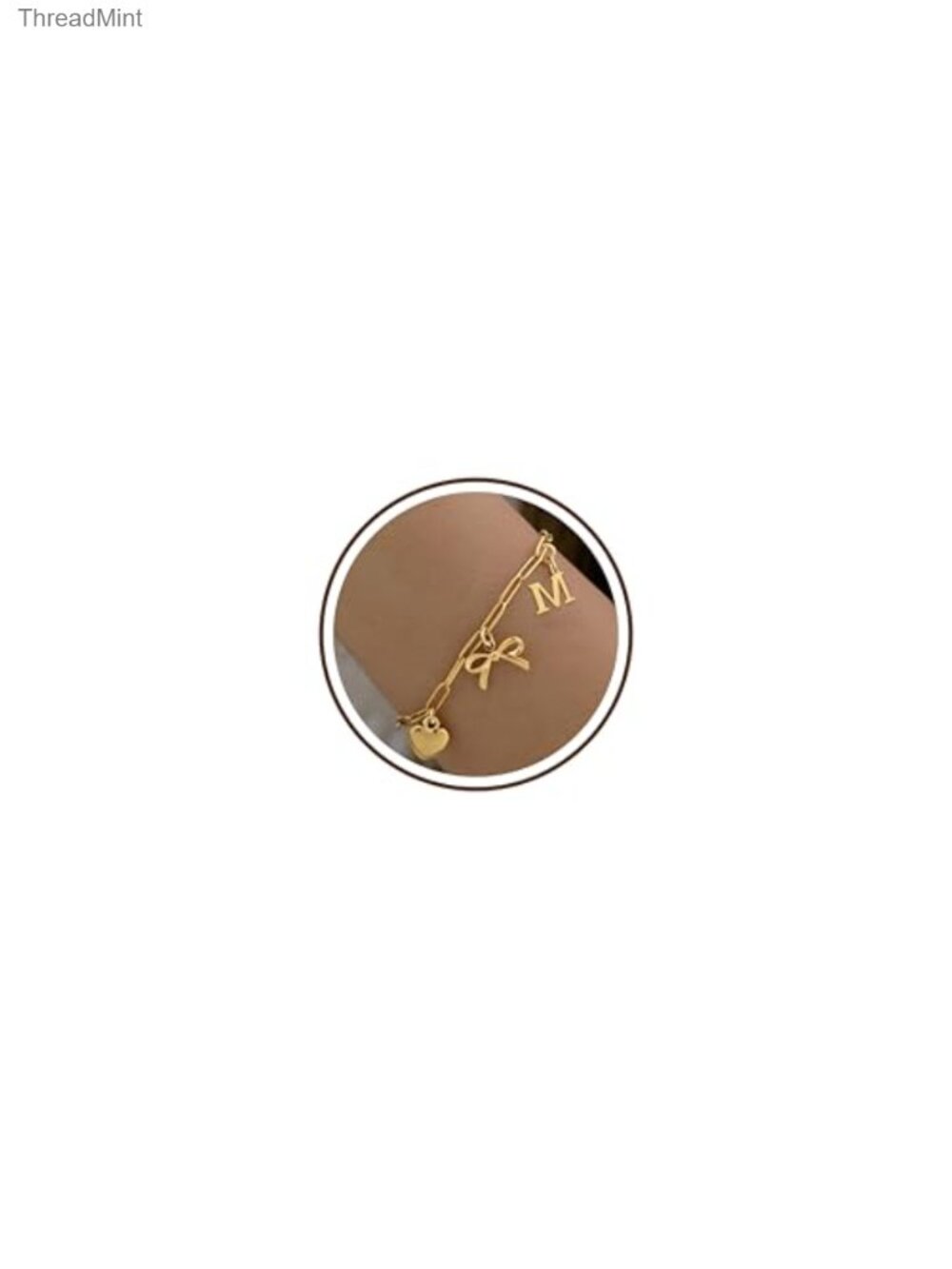 14K Gold Plated Initial Letter Charm Bracelet Dainty Chain